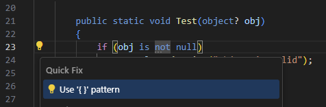 ReSharper syntax style inspection: Use '{ }' pattern