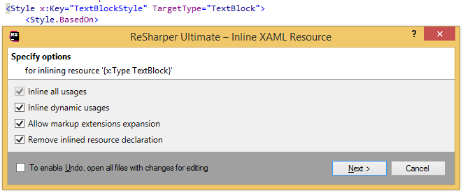 内联 XAML 资源重构