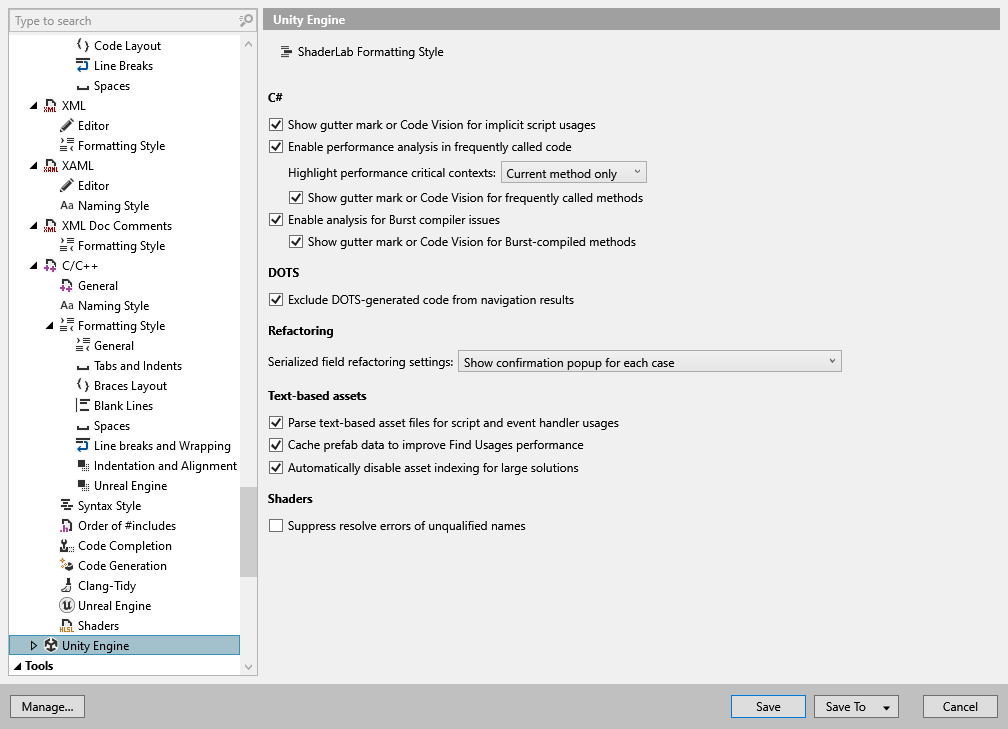 ReSharper options: Code Editing | Unity Engine ReSharper options: Code Editing | Unity Engine