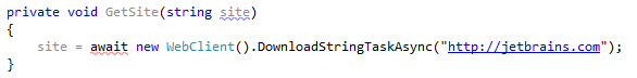 ReSharper：缺少 async 修饰符快速修复
