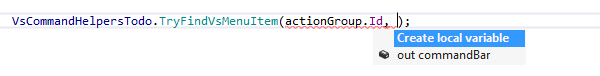 ReSharper: smart completion. Creating a local variable in place of an out parameter ReSharper: smart completion. Creating a local variable in place of an out parameter