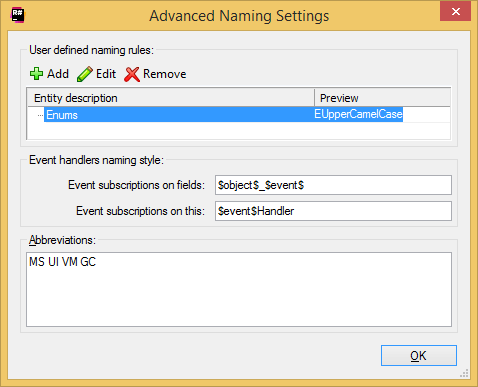 ReSharper: naming style options. advanced settings ReSharper: naming style options. advanced settings