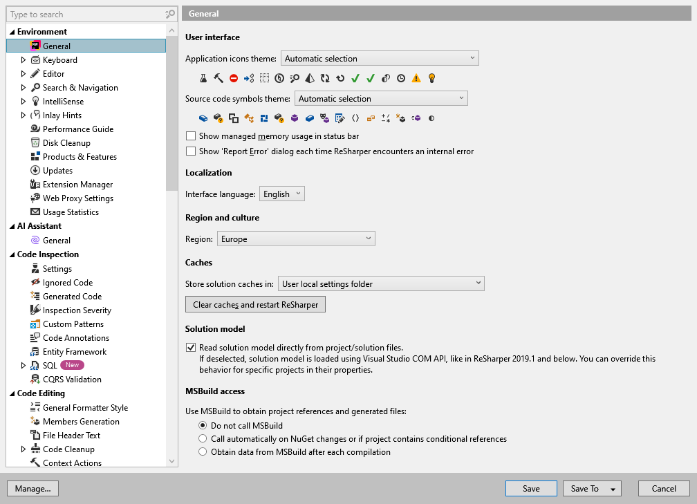 ReSharper options ReSharper options