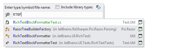 ReSharper:搜索中的 CamelHumps ReSharper:搜索中的 CamelHumps