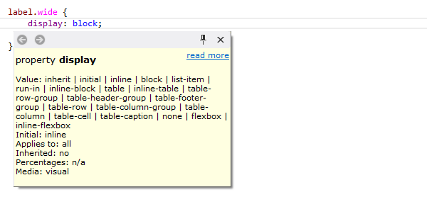 ReSharper: Quick documentation in CSS ReSharper: Quick documentation in CSS