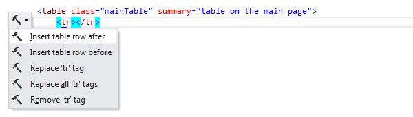ReSharper: Insert table row context action in HTML ReSharper: Insert table row context action in HTML