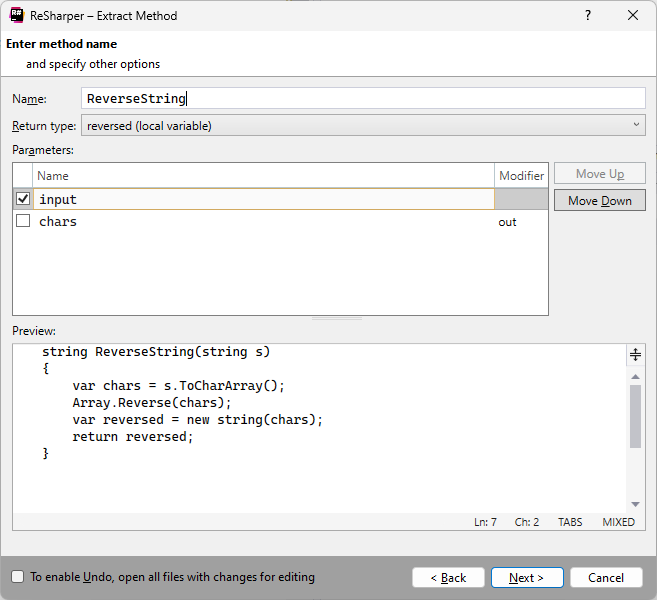 ReSharper. Extract Method refactoring ReSharper. Extract Method refactoring