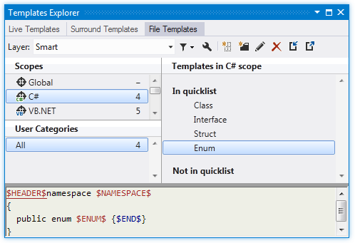 ReSharper: file template