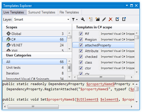 ReSharper: live template