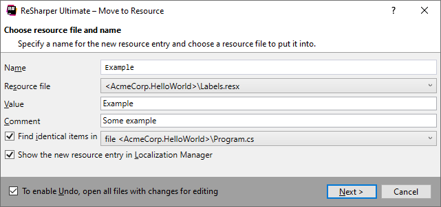 ReSharper 'Move to Resource' refactoring ReSharper 'Move to Resource' refactoring