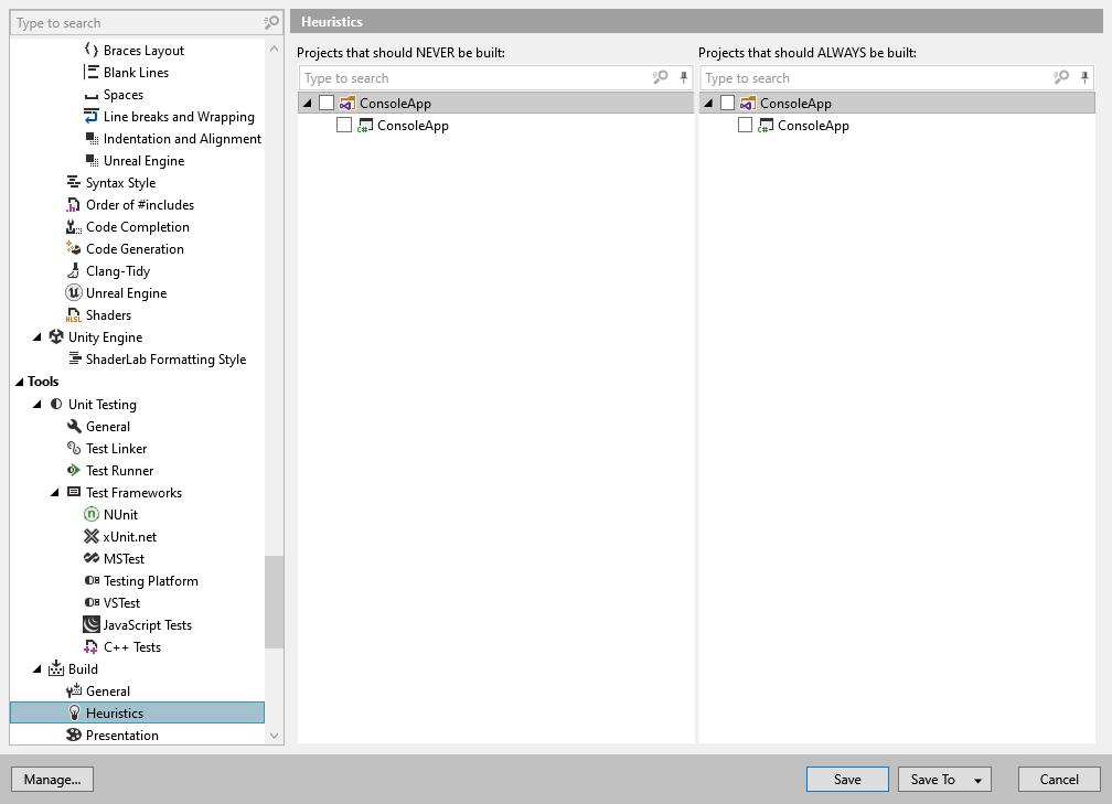 dotCover options: Tools | Build | Heuristics dotCover options: Tools | Build | Heuristics