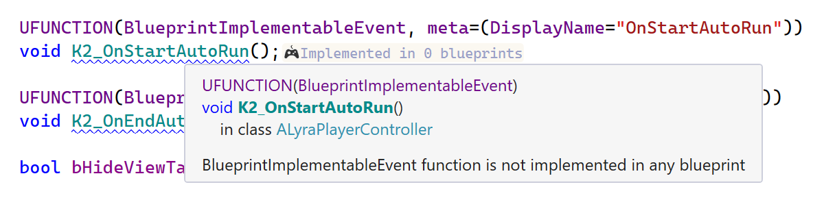 BlueprintImplementableEvent function is not implemented BlueprintImplementableEvent function is not implemented