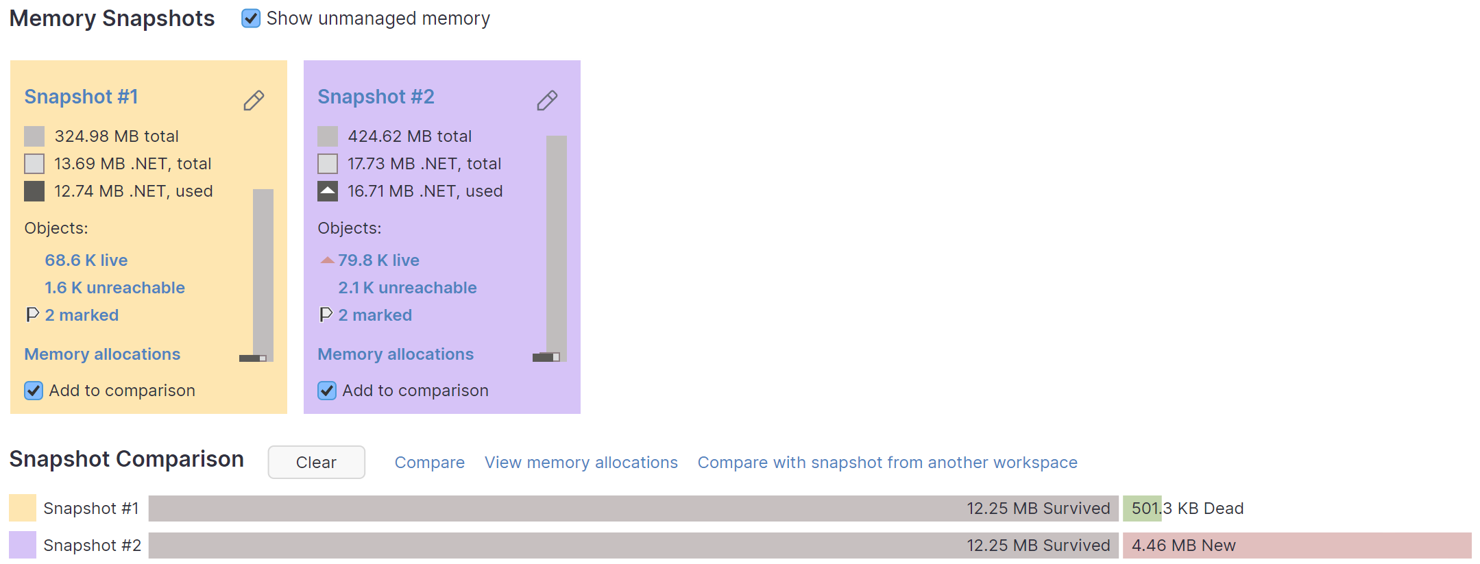 dotMemory:比较内存快照 dotMemory:比较内存快照