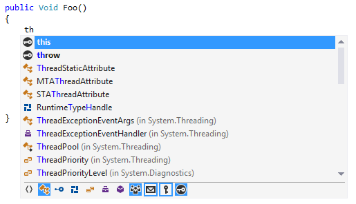 Filters in completion popup Filters in completion popup