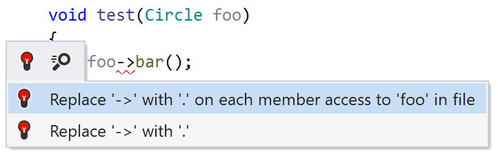 ReSharper helps replacing the arrow operator with the dot ReSharper helps replacing the arrow operator with the dot