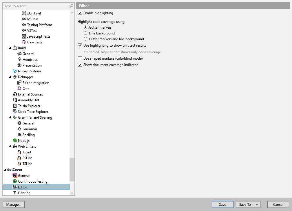 dotCover options: dotCover | Editor dotCover options: dotCover | Editor