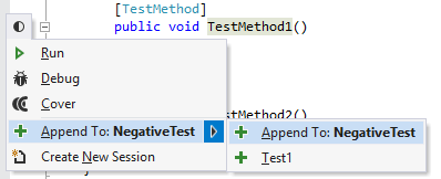 dotCover: appending tests to a test session dotCover: appending tests to a test session