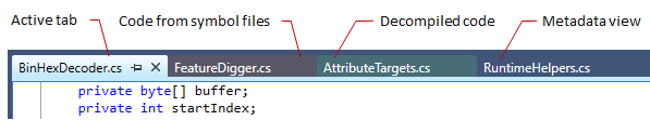 dotPeek: Tab colors for different code presentation modes dotPeek: Tab colors for different code presentation modes