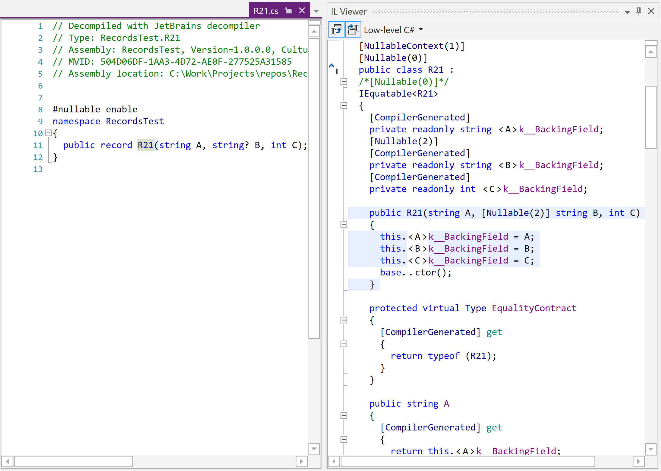 dotPeek: Comparing original and low-level C# code dotPeek: Comparing original and low-level C# code
