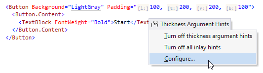 ReSharper：XAML 中边距和填充的内嵌提示