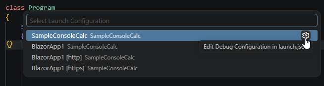 ReSharper: Creating a launch configuration from the selector