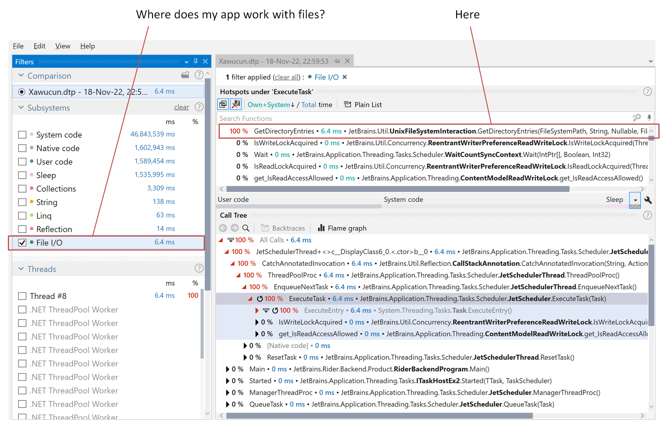 dotTrace Viewer 中的子系统 dotTrace Viewer 中的子系统