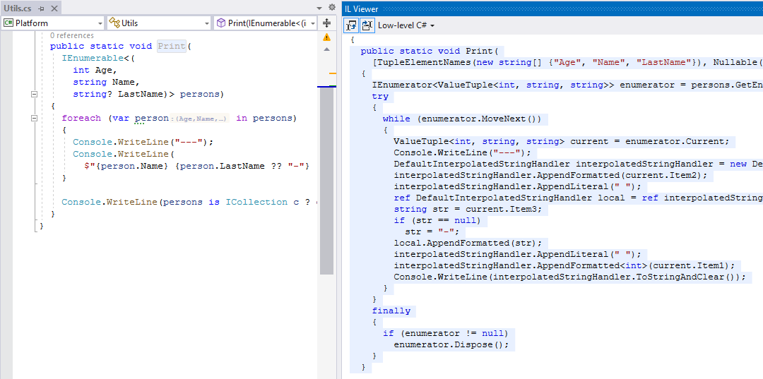 ReSharper: Comparing original and low-level C# code ReSharper: Comparing original and low-level C# code