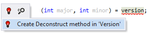 ReSharper: Generating the Deconstruct method with a quick-fix ReSharper: Generating the Deconstruct method with a quick-fix