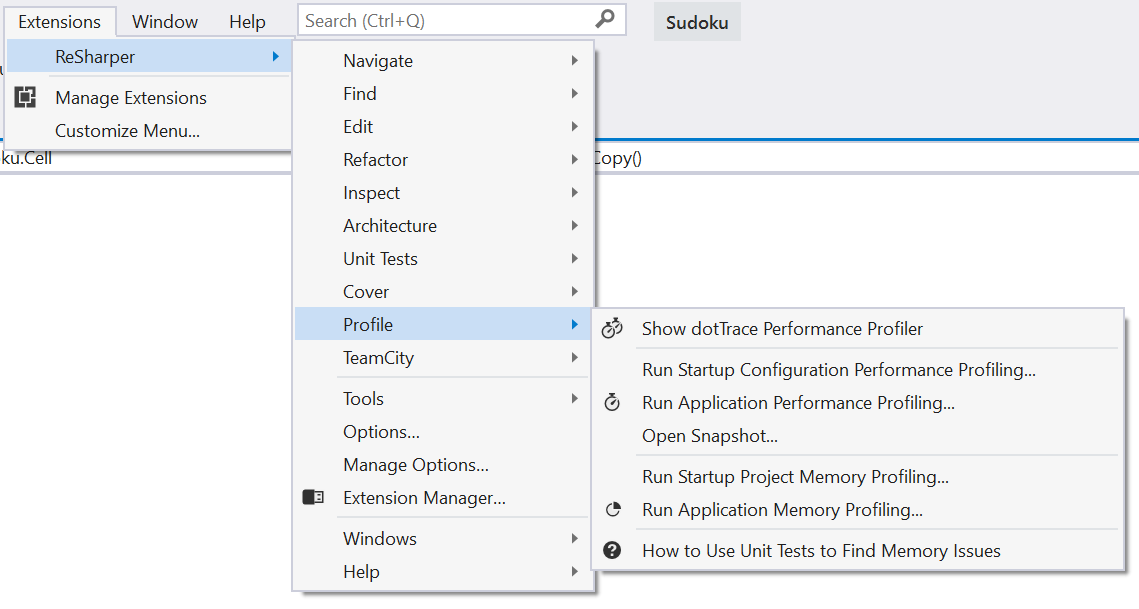在 Visual Studio 中使用 ReSharper 运行性能分析 在 Visual Studio 中使用 ReSharper 运行性能分析