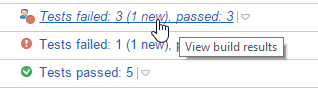 Failed tests in the TeamCity web interface Failed tests in the TeamCity web interface