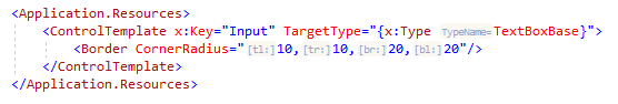 ReSharper：XAML 中 CornerRadius 参数的内嵌提示
