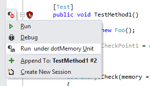 在 dotMemory Unit 下运行