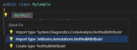 Quick-fix for adding reference to the JetBrains.Annotations module