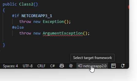 ReSharper for Visual Studio Code: Switching .NET Framework context from the editor