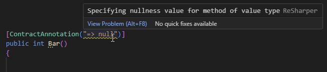 ReSharper for Visual Studio Code: Contract annotations