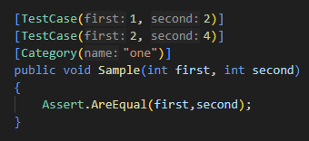 ReSharper for Visual Studio Code: Inlay hings for NUnit TestCase attribute ReSharper for Visual Studio Code: Inlay hings for NUnit TestCase attribute