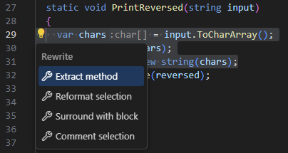 ReSharper: Extract Method refactoring