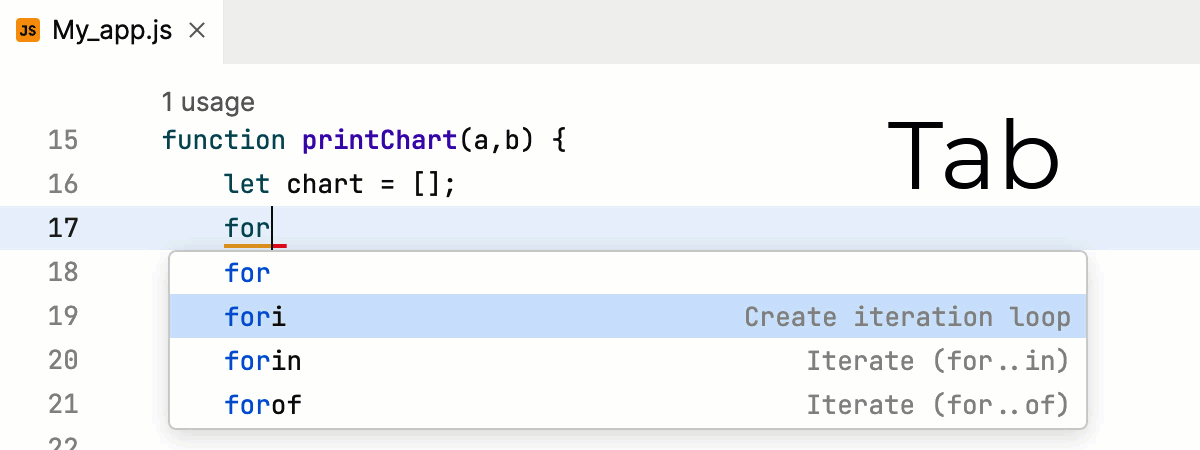 Live templates expanding into code constructs in the editor