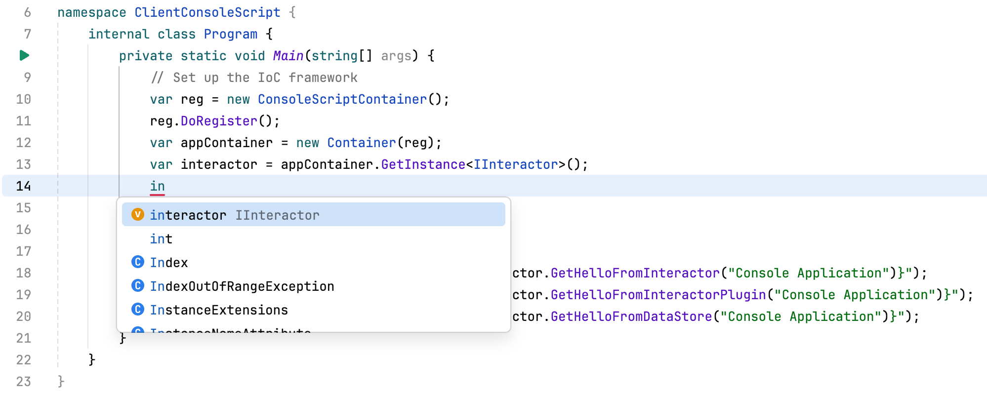 JetBrains Fleet: Code completion list JetBrains Fleet: Code completion list