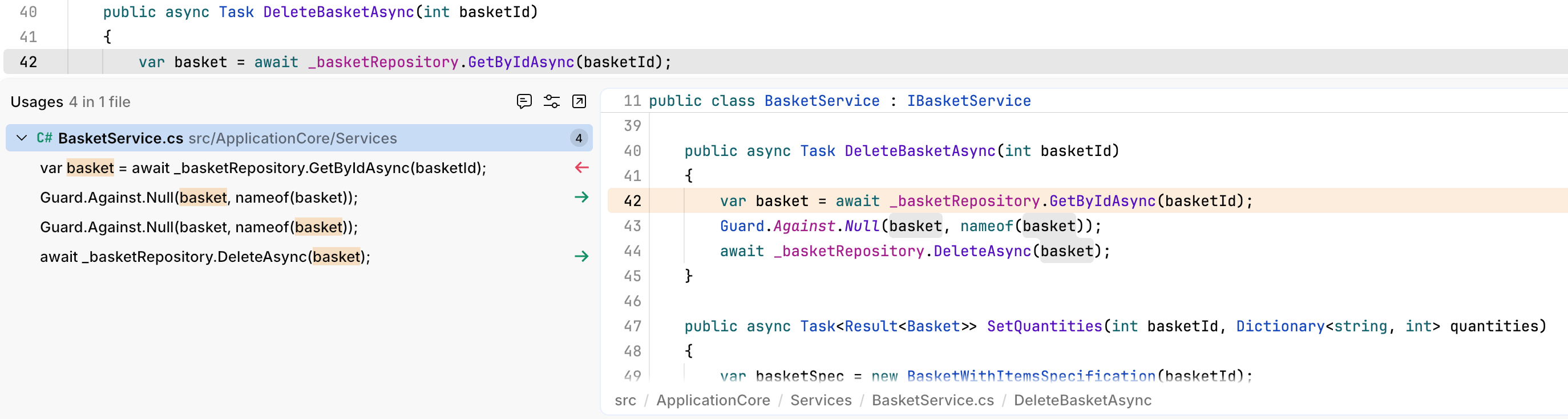 JetBrains Fleet: Find usages in C# JetBrains Fleet: Find usages in C#