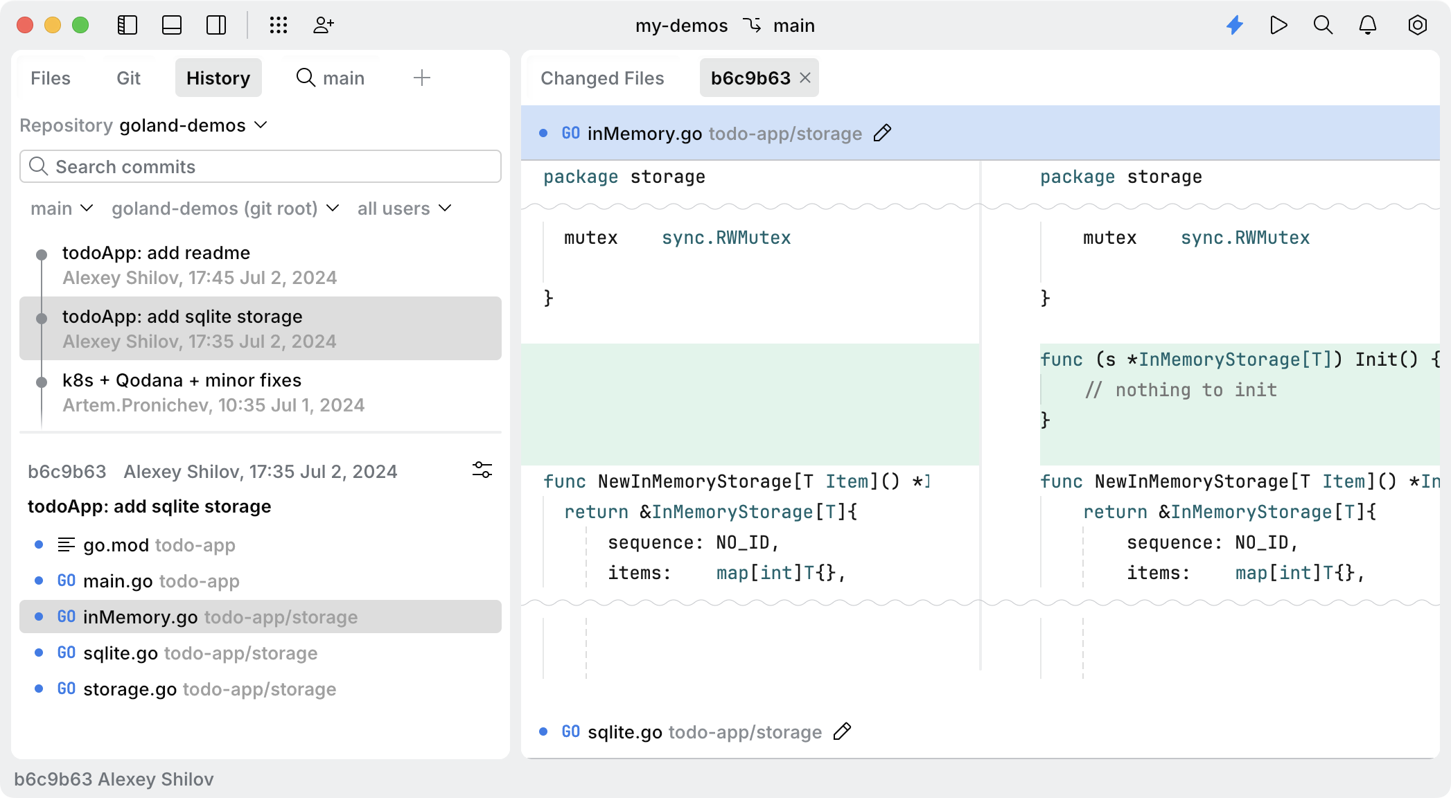 Viewing diff in the editor Viewing diff in the editor
