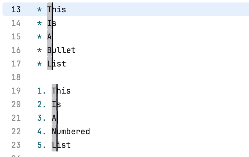 Multiple carets in the editor Multiple carets in the editor