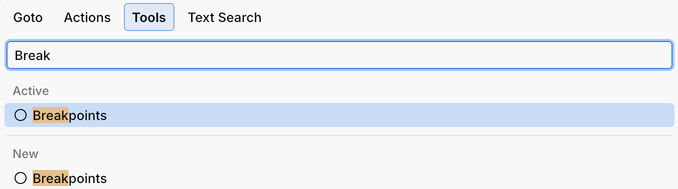 Searching for breakpoints tool in Goto Searching for breakpoints tool in Goto