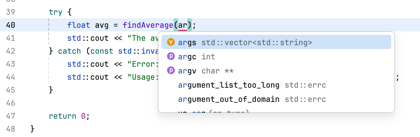 Code completion for C++ Code completion for C++