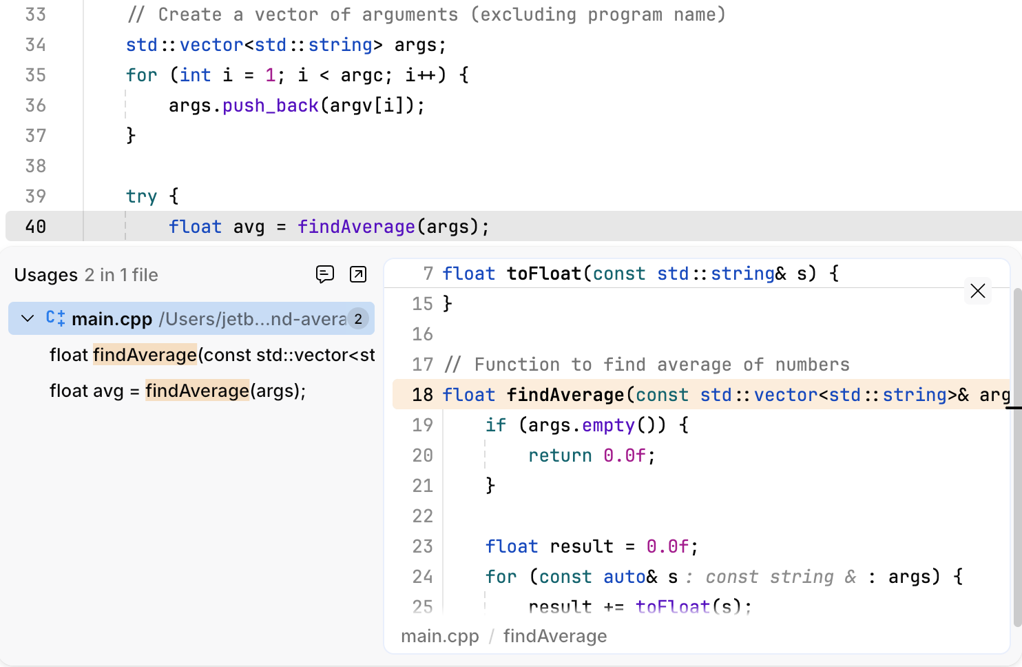 Find Usages results Find Usages results