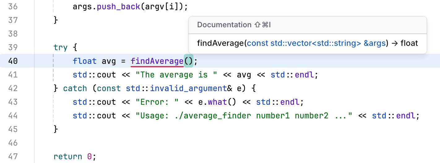 Parameter info for C++ Parameter info for C++