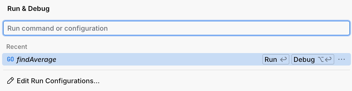 Starting the app in debug mode from the Run and Debug popup
