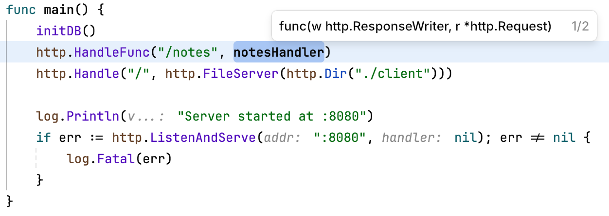 Showing the expression type info