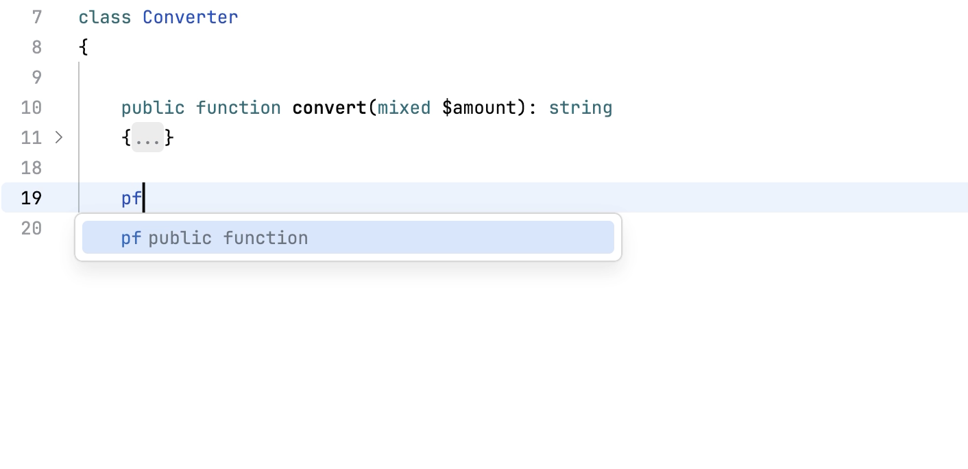 Live templates expanding into code constructs in the editor