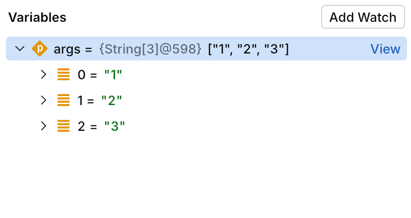 Fleet java variables panel